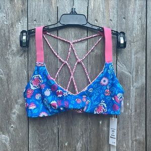 B.Swim Mele Blossom Oasis Bralette REVERSIBLE Bikini Top,Size Medium,NWT